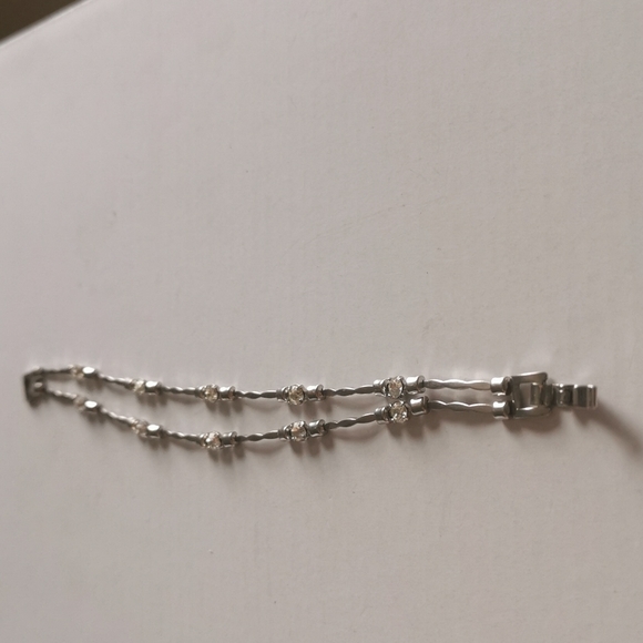 Chic fashion 2 layers silver color bracelet 6"
